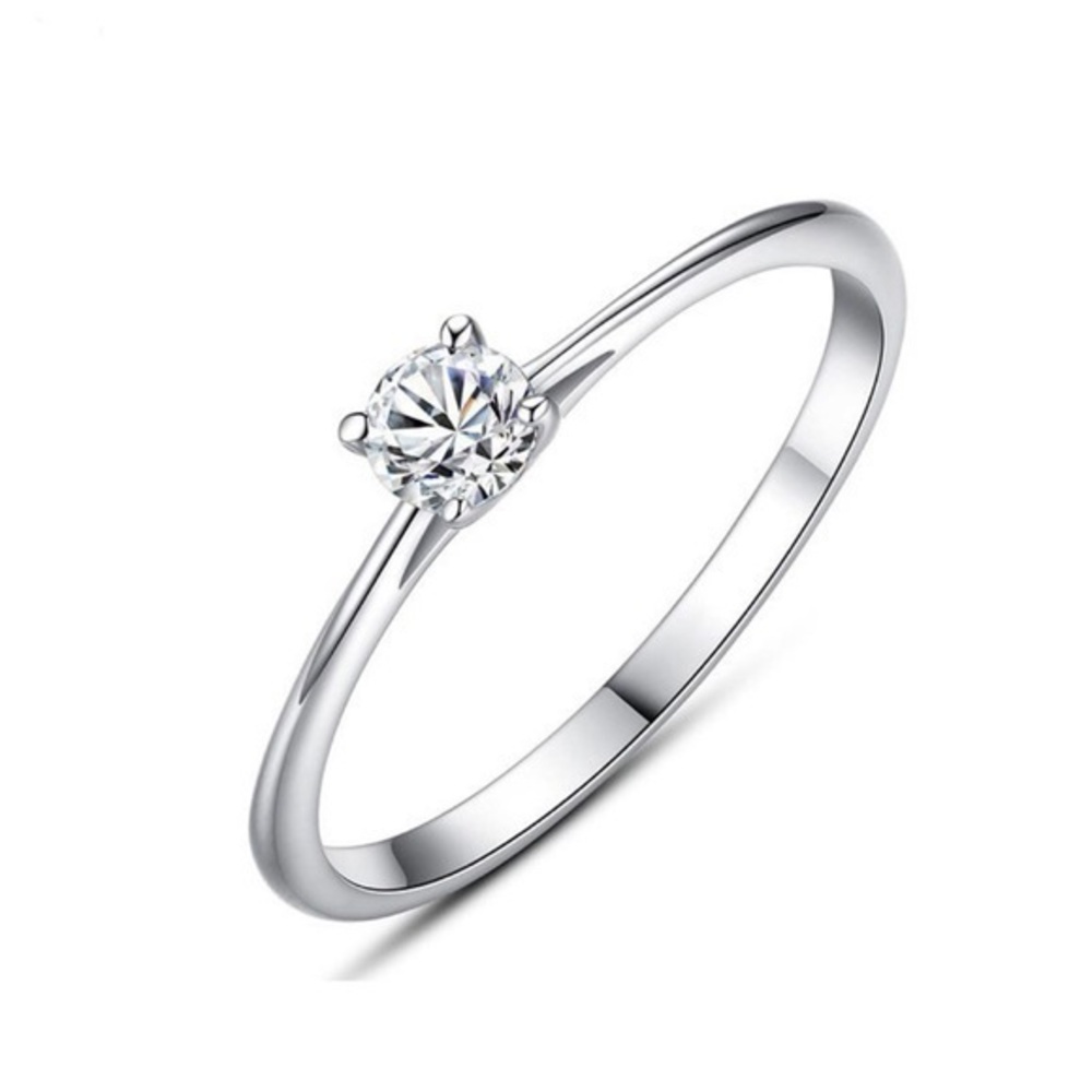 New 925 Sterling Silver Simple High Quality Diamond Ring